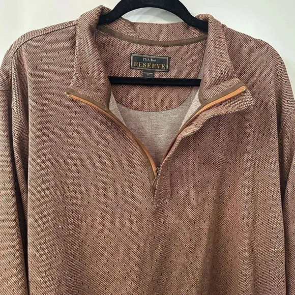 Jos A Banks 1/4 Zip Sweater Brown Men’s Pullover Size XXL Elbow Patches - Picture 2 of 6